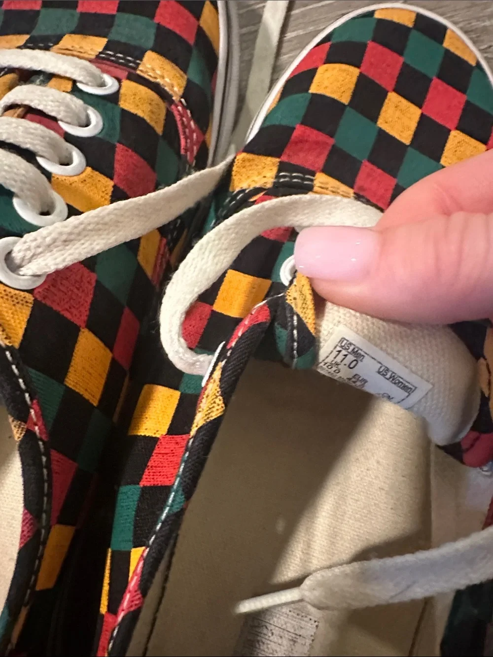 Vans Checkerboard Low-Top Sneakers in Black, Red, Yellow, Green - Picture 5 of 5